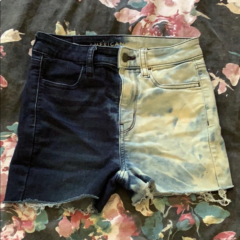half bleached American Eagle shorts